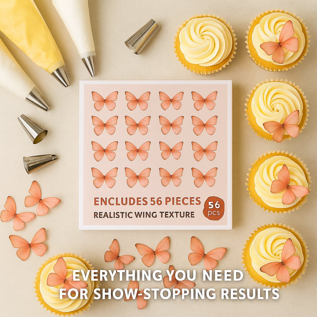 Confect Peach | Pack of 56 Edible Wafer Paper Butterflies