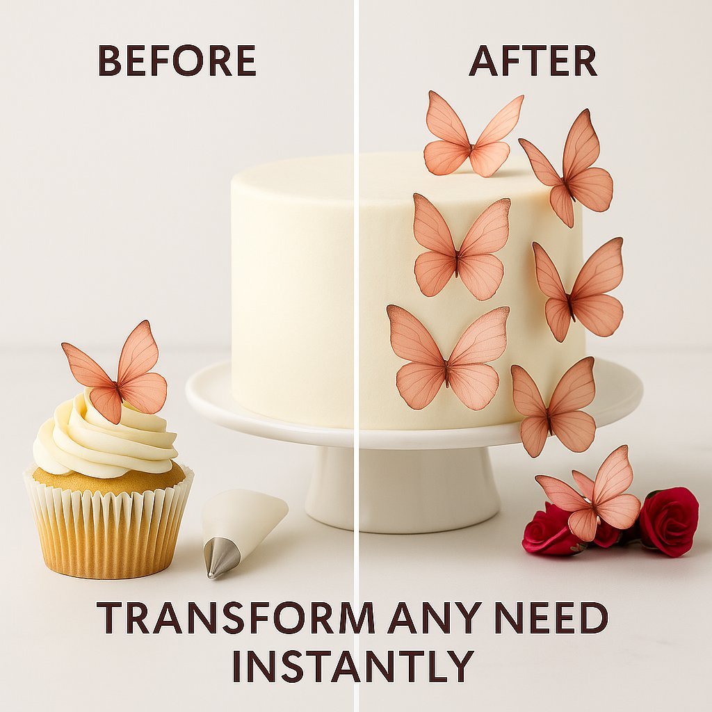 Confect Peach | Pack of 56 Edible Wafer Paper Butterflies