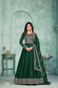 Anaita Green Embroidered Art Silk Anarkali Suit