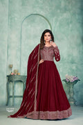 Anaita Maroon Embroidered Art Silk Anarkali Suit