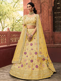 Myra Yellow Organza Embroidered Lehenga Choli