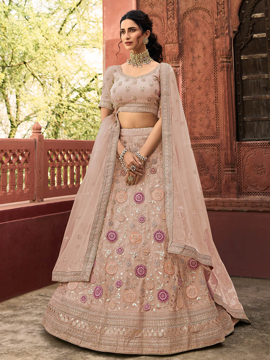 Myra Mauve Organza Embroidered Lehenga Choli