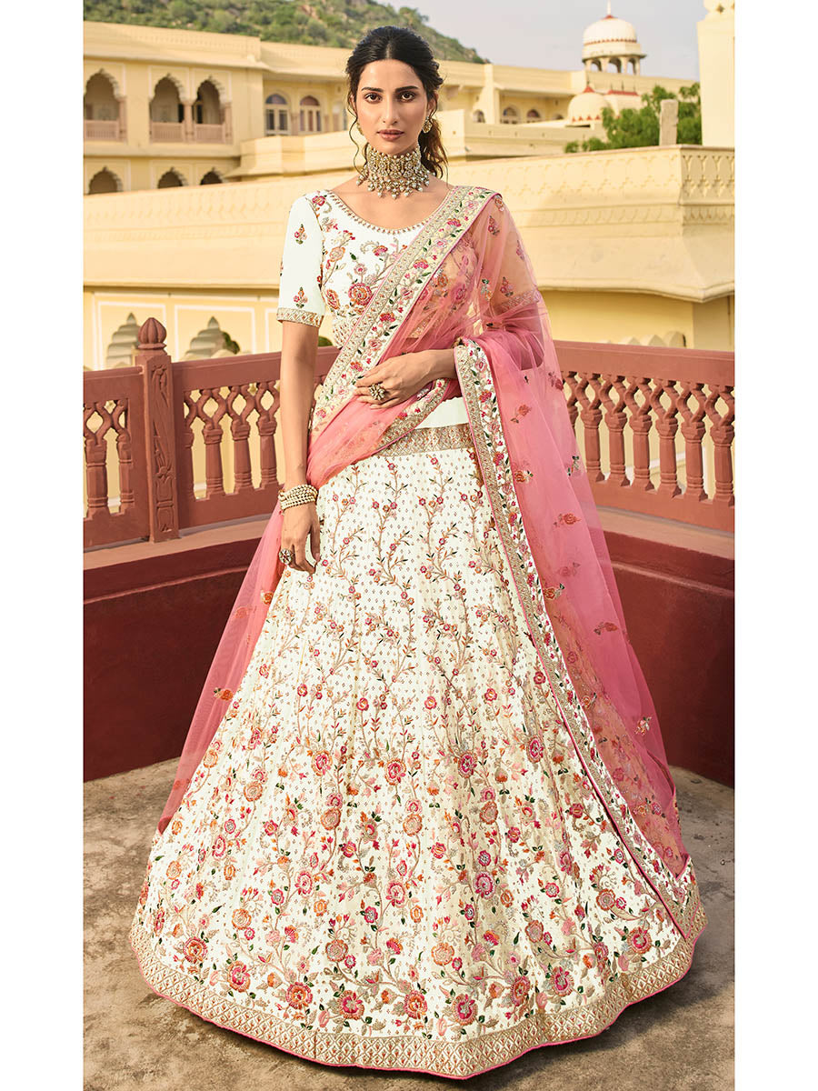 Myra Cream Organza Embroidered Lehenga Choli