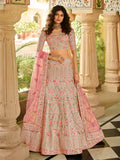 Myra Dusty Pink Organza Embroidered Lehenga Choli