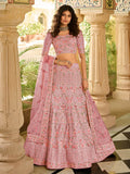 Myra Dark Pink Organza Embroidered Lehenga Choli