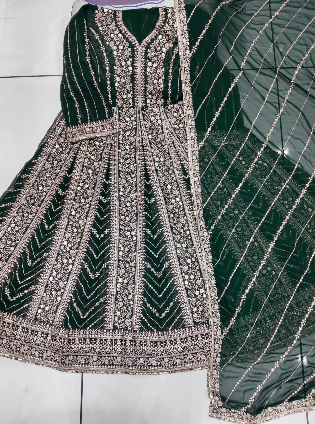 Anaita Dark Green Georgette Embroidered Salwar Suit