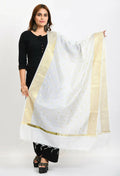 Mominos Fashion Moeza Women's Banarsi Silk Woven Design White Dupatta