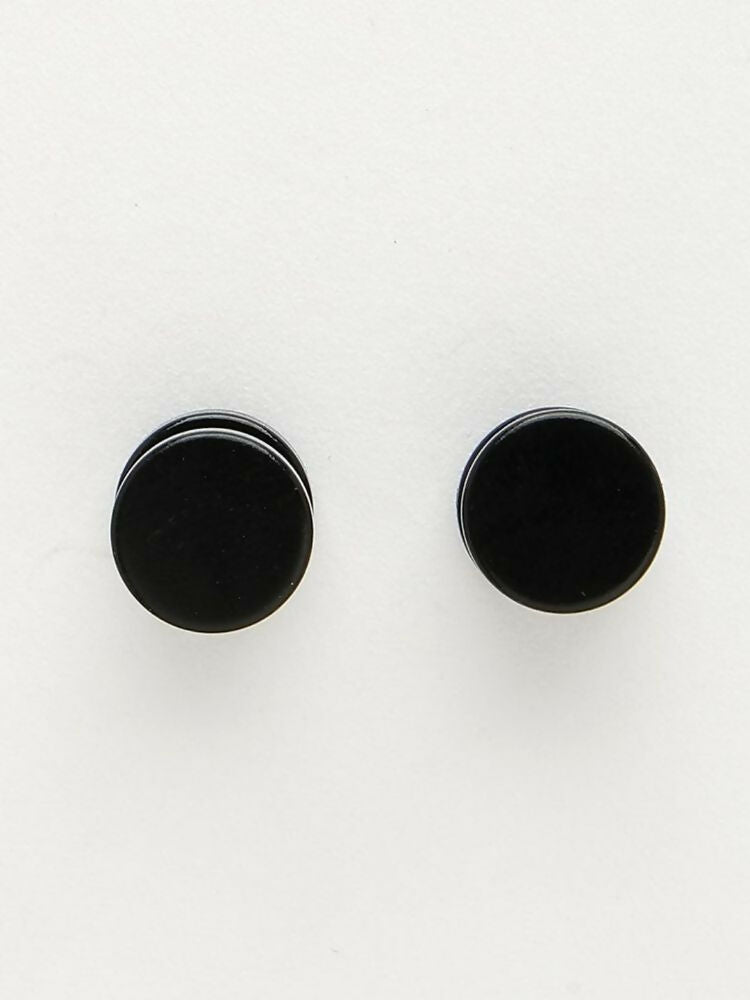 NVR Men's Black Rhodium Plated Studs Earrings