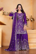 Joban Fashion Purple Silk Embroidered Sharara Set