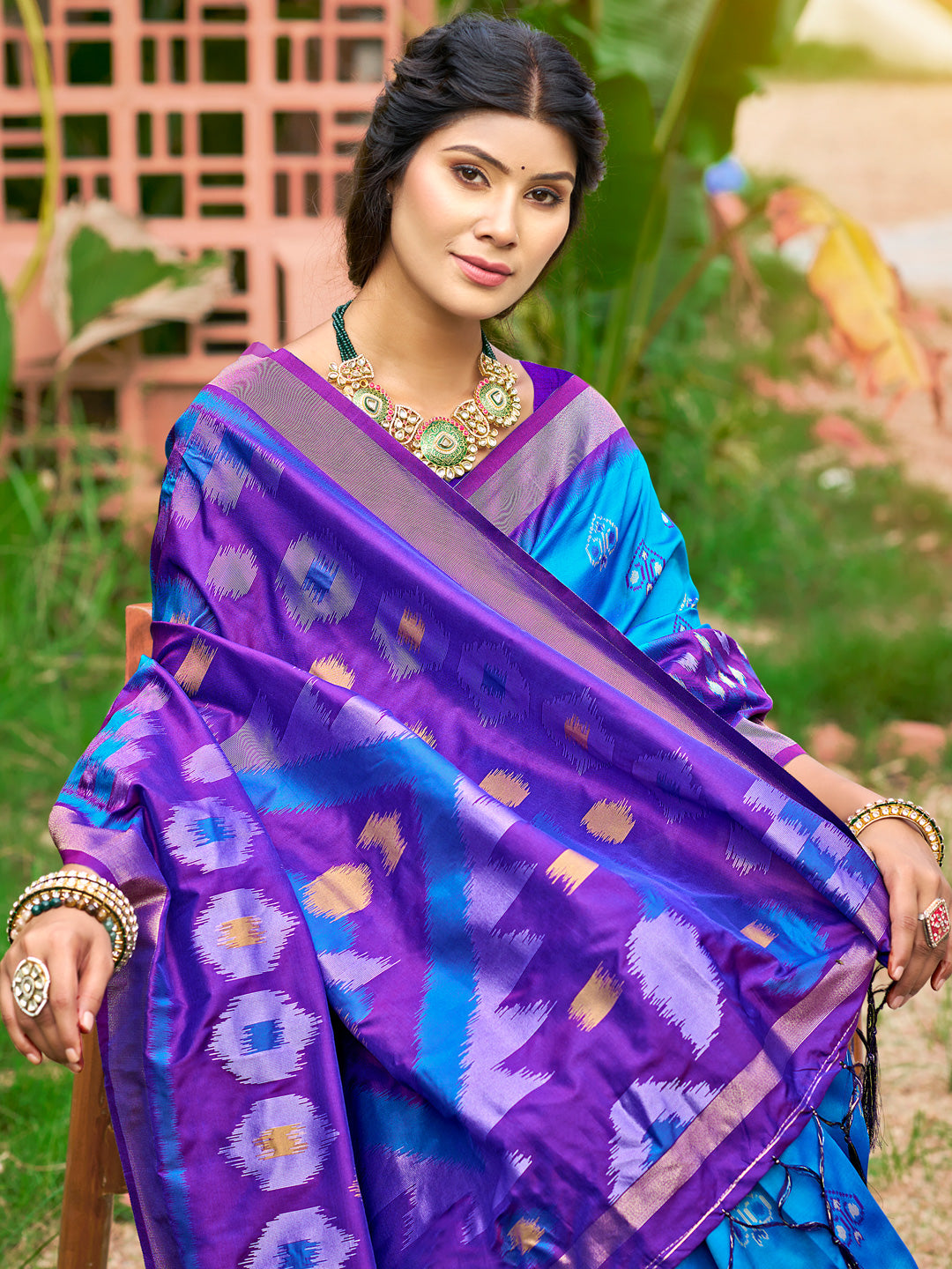 Anaita Aqua Blue Soft Silk Saree With Floral Printed Work With Blouse