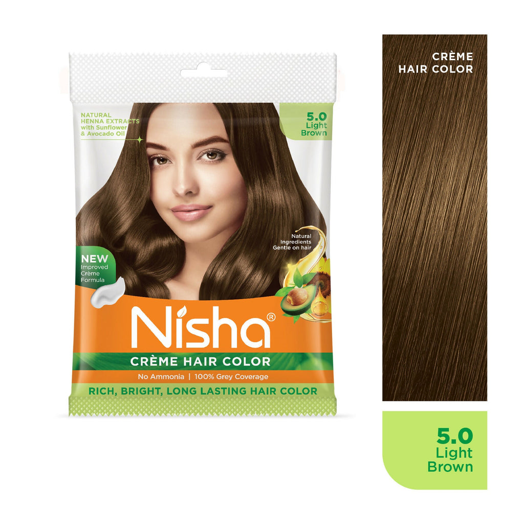 Nisha Creme Hair Color for Women - Light Brown