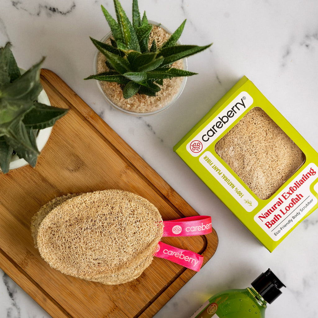 Careberry Earth-Embrace Exfoliating Loofah| Body Sponge Scrubber for Bathing | Bath Luffa Sponges