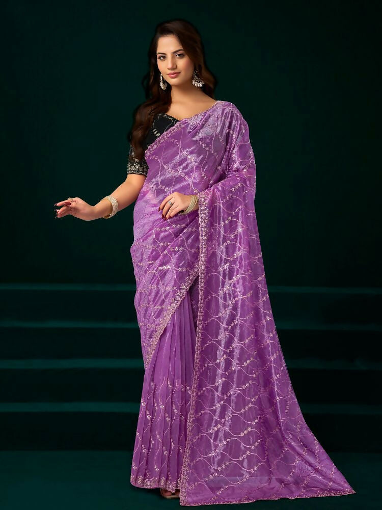 Joban Fashion Lavender Net Party Wear Sarees
