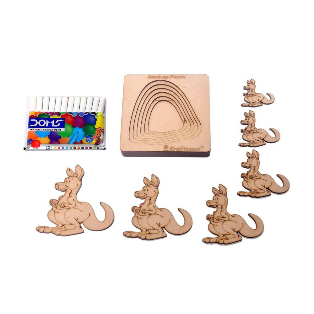 Kraftsman Stack up Puzzles/ Layered Puzzle Kangaroo Shape for Kids | Color Kit Included | 6 Pieces Puzzle