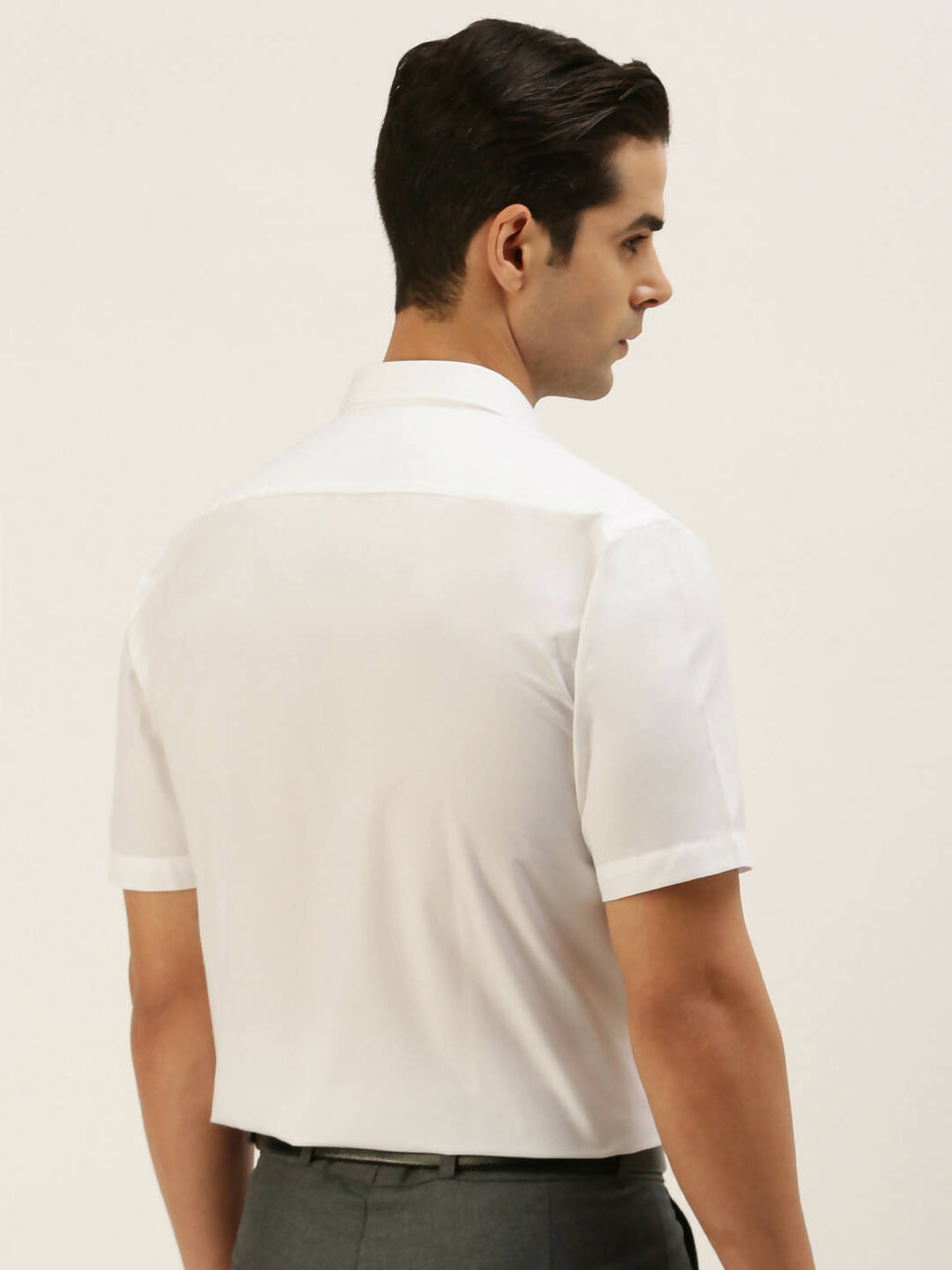 Ramraj Cotton Mens Half Sleeve Formal Poly Cotton White Shirt