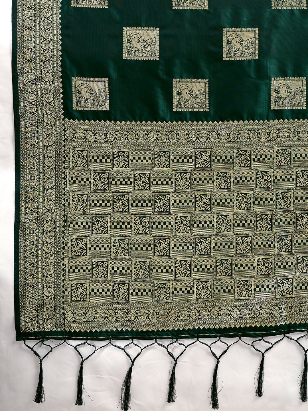 Shree Shyam Fashion Dark Green Silk Blend Saree