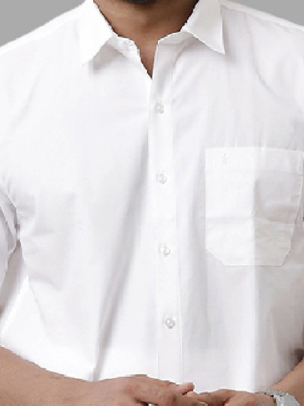Ramraj Cotton Mens Half Sleeve Formal Poly Cotton White Shirt
