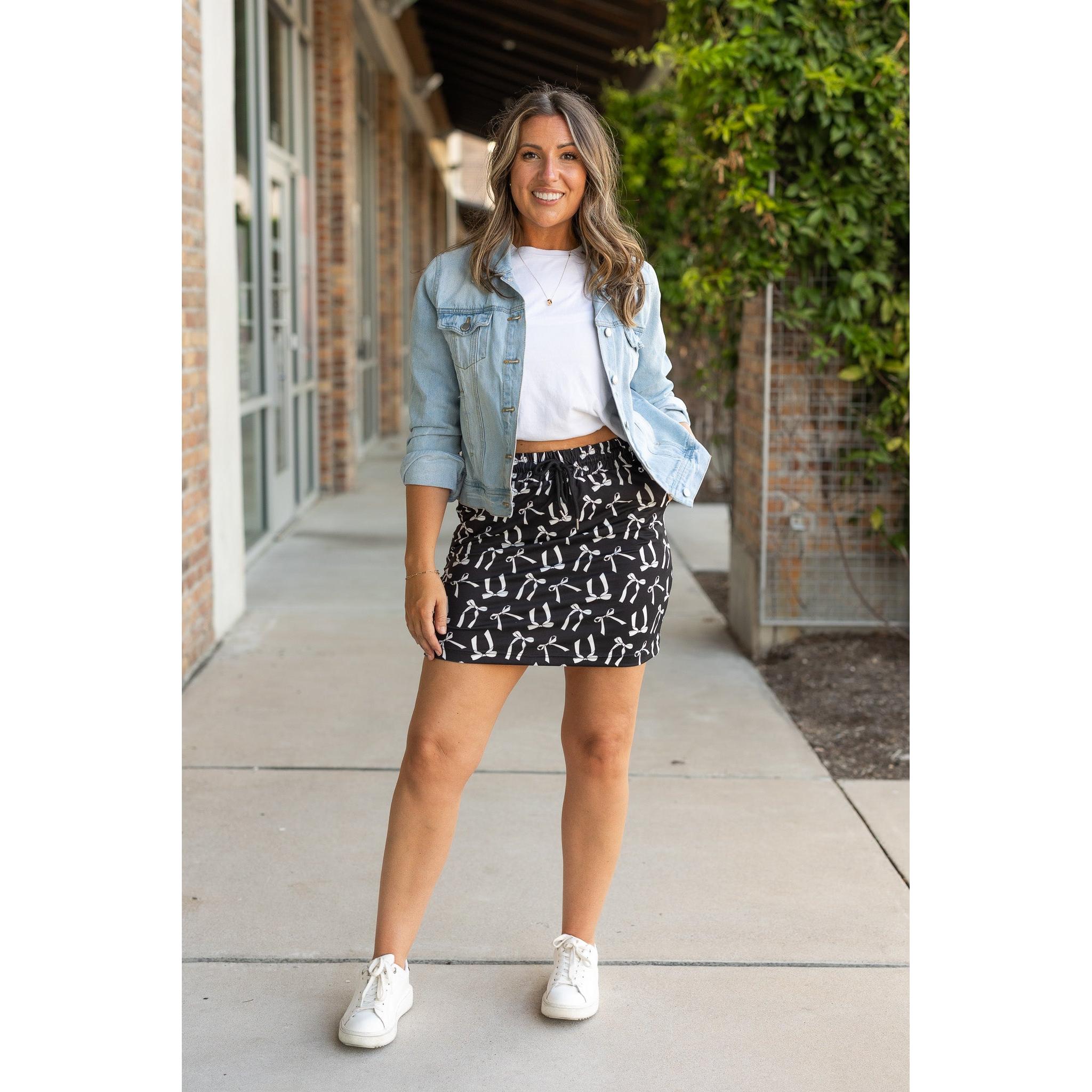 Ready to Ship | The Millie -  White Bow Jogger Skirt