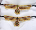 Elite Trading Classical Dance Bajuband – Kempu Red & White Stone Armlet for Bharatanatyam & Kuchipudi/Unisex- Both Men and Women can use
