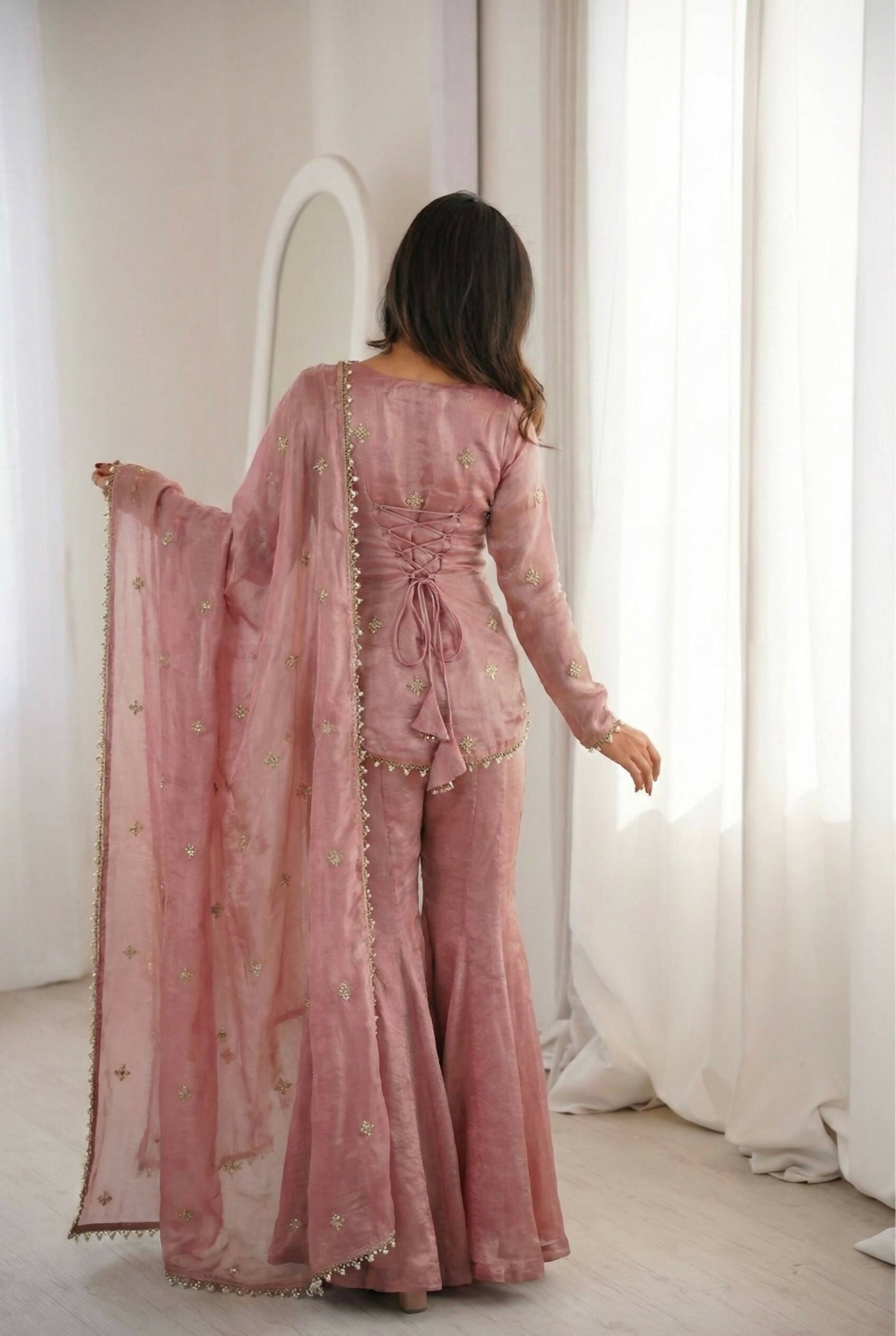 Teeya Creation Peach Fendy Silk Trending Party Wear Salwar Suit
