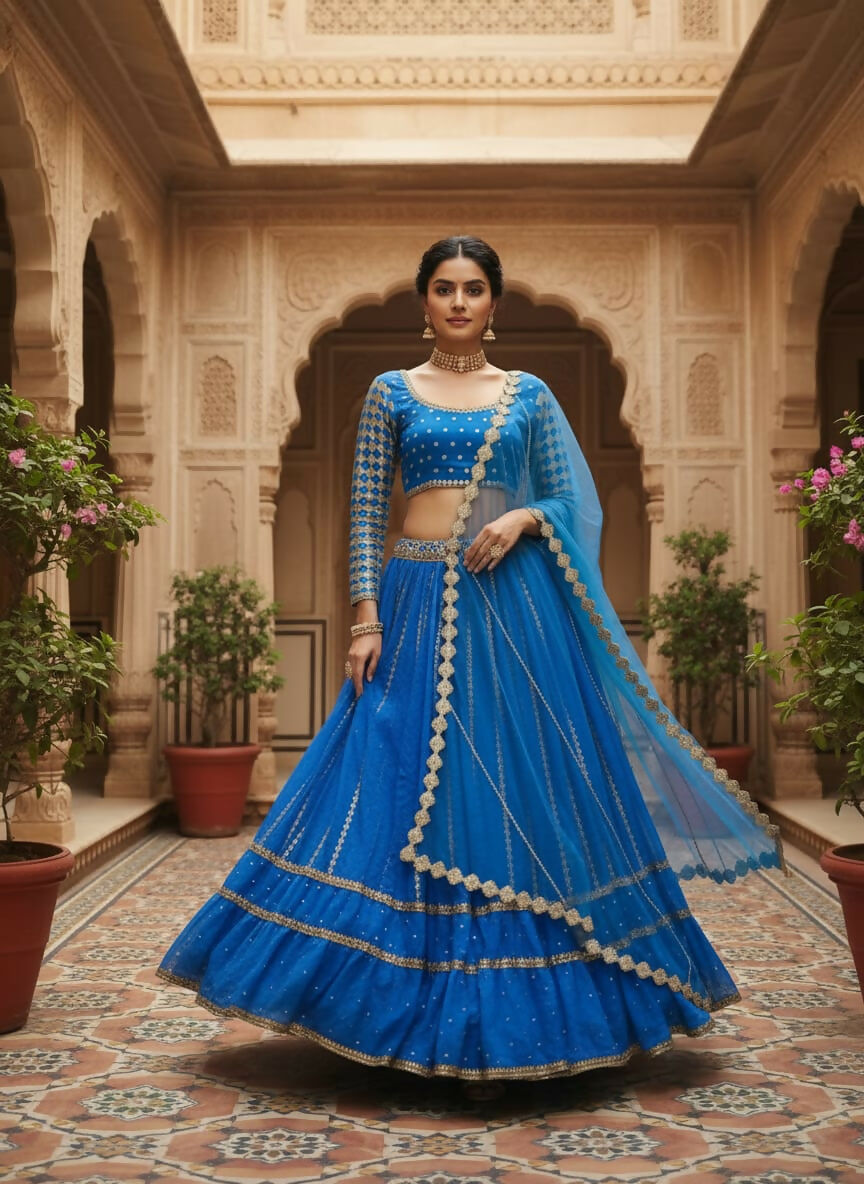 Lehenga Mart Designer Indian Wedding Lehenga Choli-Blue