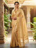 Anaita Beige Silk Saree With Blouse Piece