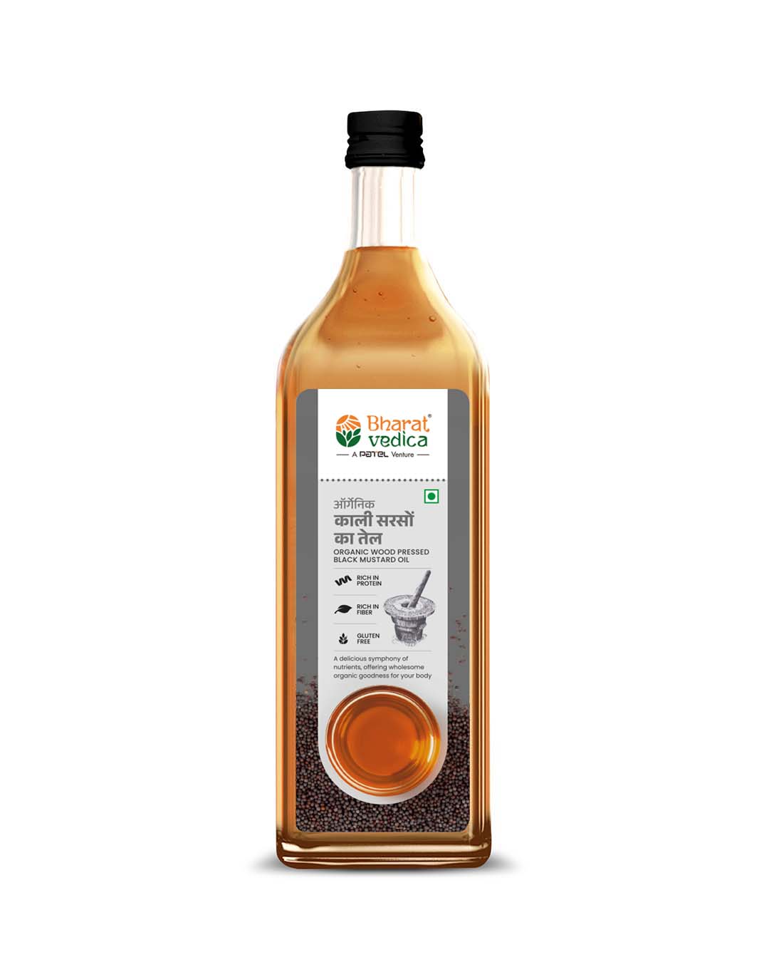 Bharat Vedica Organic Wood Pressed Black Mustard Oil - Organic Wood Pressed kale Sarso ka tel