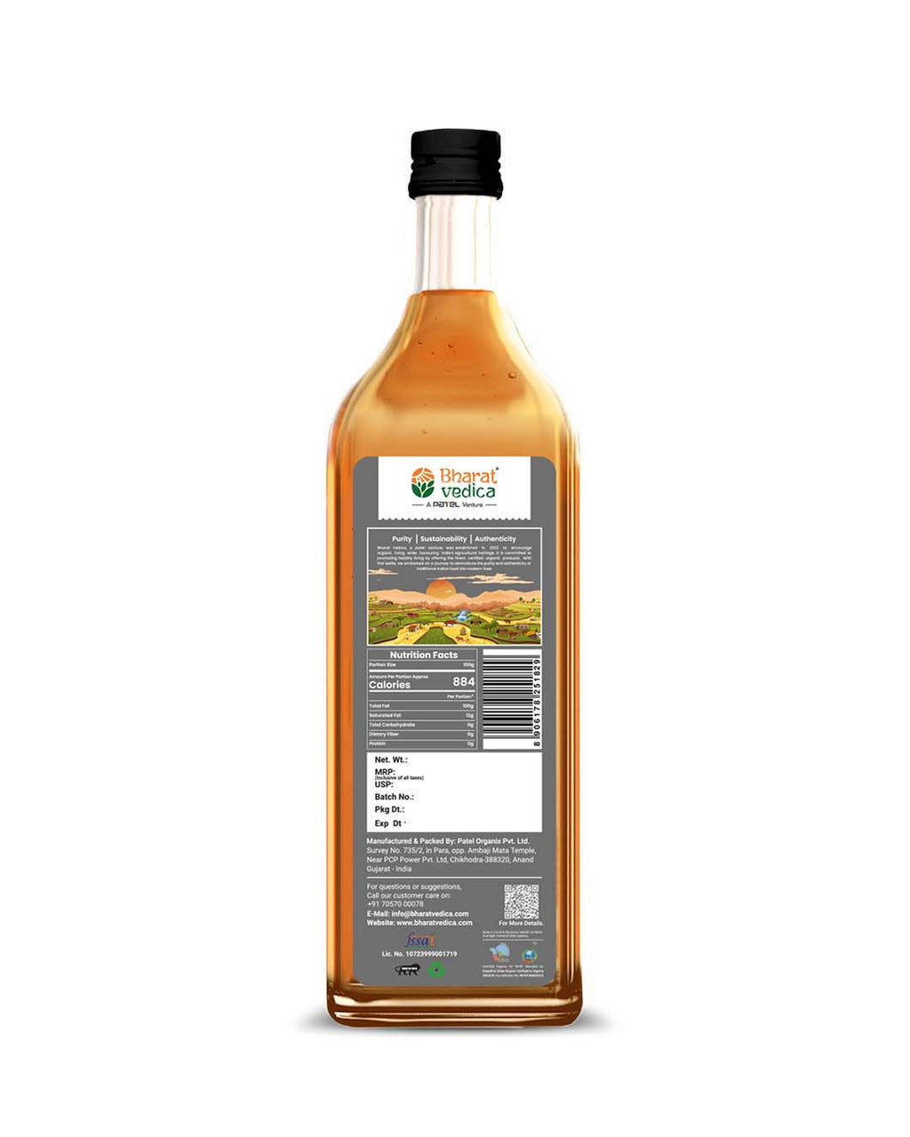Bharat Vedica Organic Wood Pressed Black Mustard Oil - Organic Wood Pressed kale Sarso ka tel