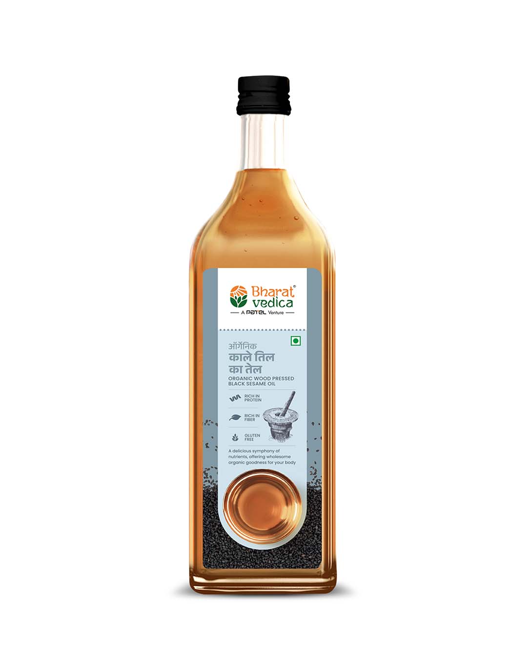 Bharat Vedica Organic Wood Pressed Black Sesame Oil - Organic Wood Pressed Kale Til ka Tel