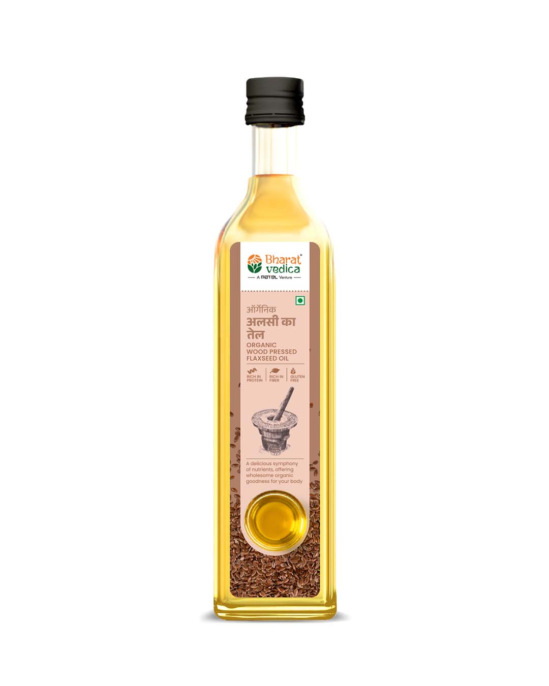 Bharat Vedica Organic Wood Pressed Flaxseed Oil - Organic Wood Pressed Alsi ka tel