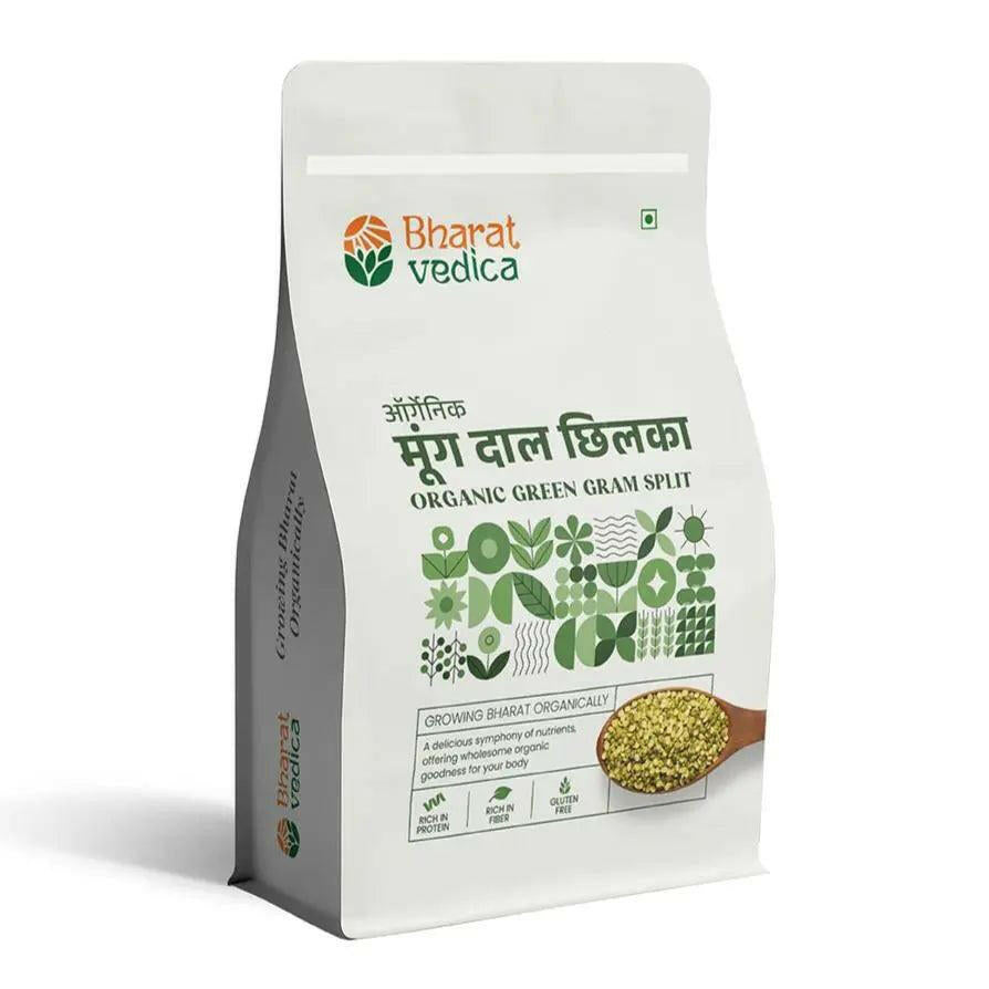 Bharat Vedica Organic Green Gram Split - Organic Moong Dal Chilka