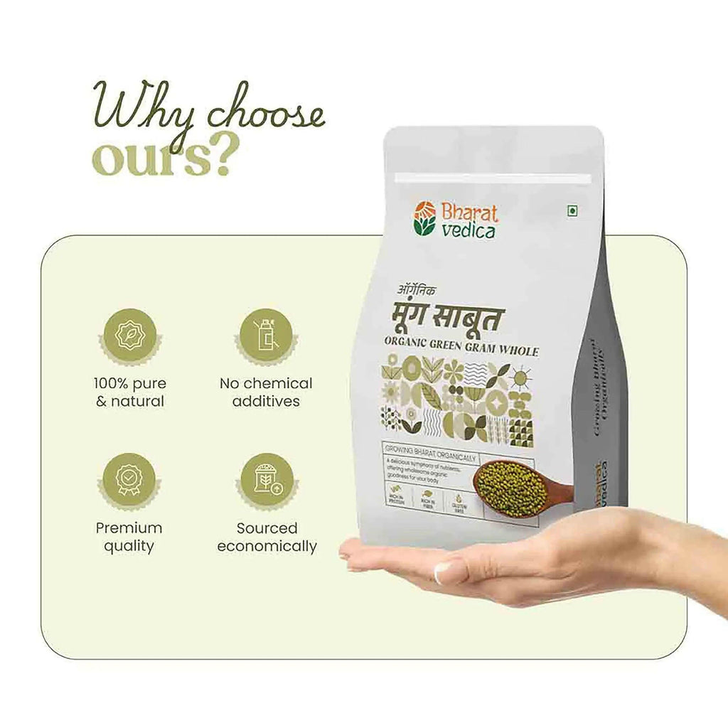 Bharat Vedica Organic Green Gram Whole - Organic Moong Dal Sabut