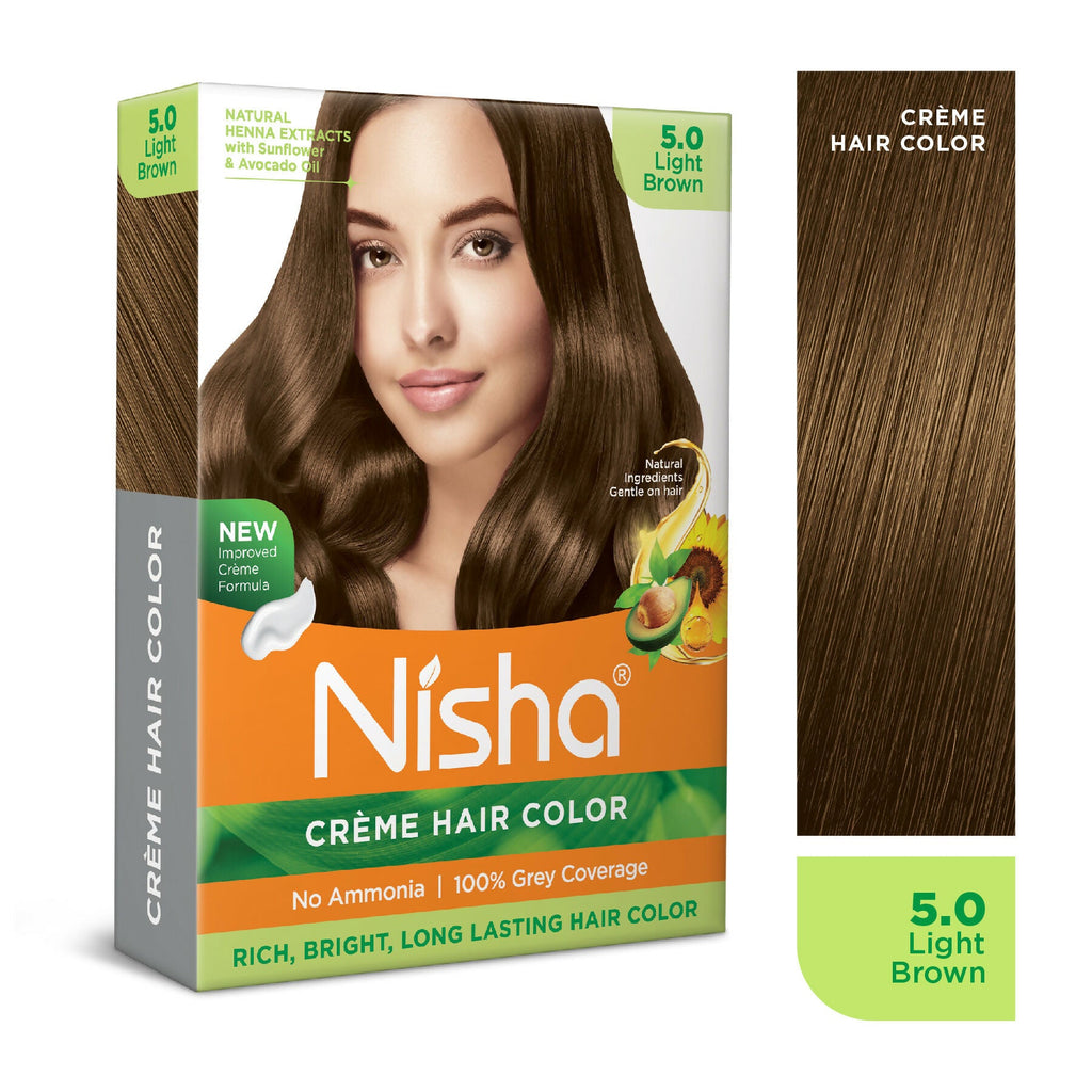 Nisha Creme Hair Color for Women - Light Brown