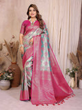 Aastha Fashion Aqua Banarasi Tissue Silk Weaving Saree