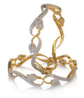 Gold-Polished Alloy Designer American Diamond Bangle Set - The Pari