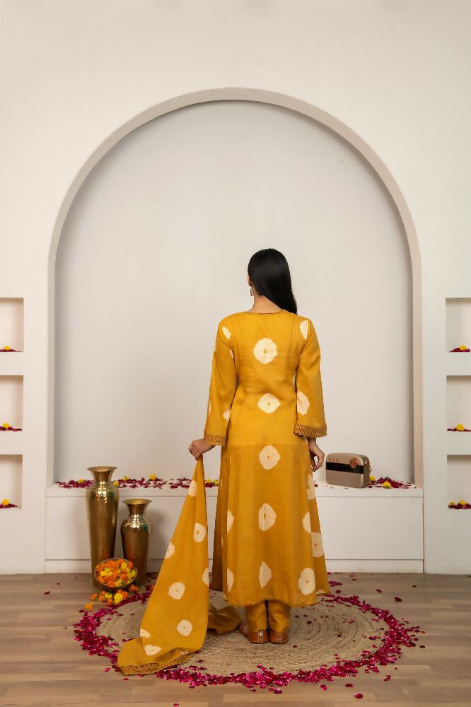 Joban Fashion Mustard Yellow Tie & Dye Cotton Suit Set