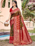 Anaita Brown Silk Saree With Blouse Piece