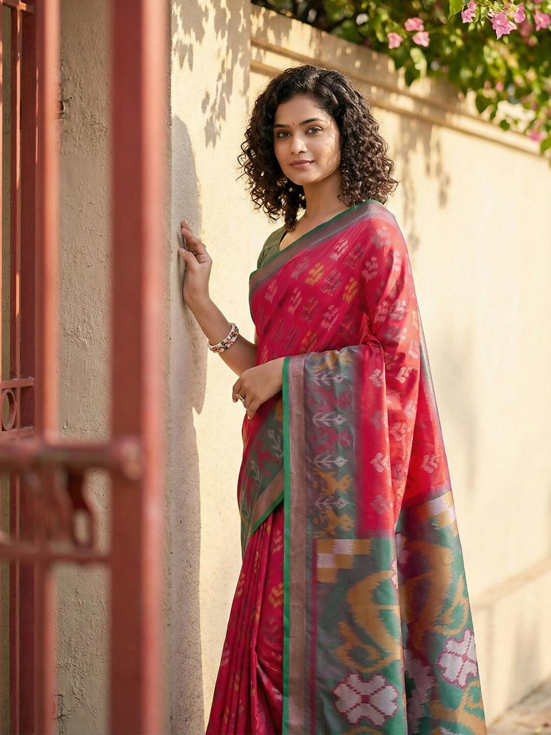 Shree Shyam Fashion Red Pochampally Silk Saree