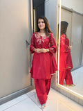 Anaita Red Crape Readymade Kurti Set with Beads Sequence Work