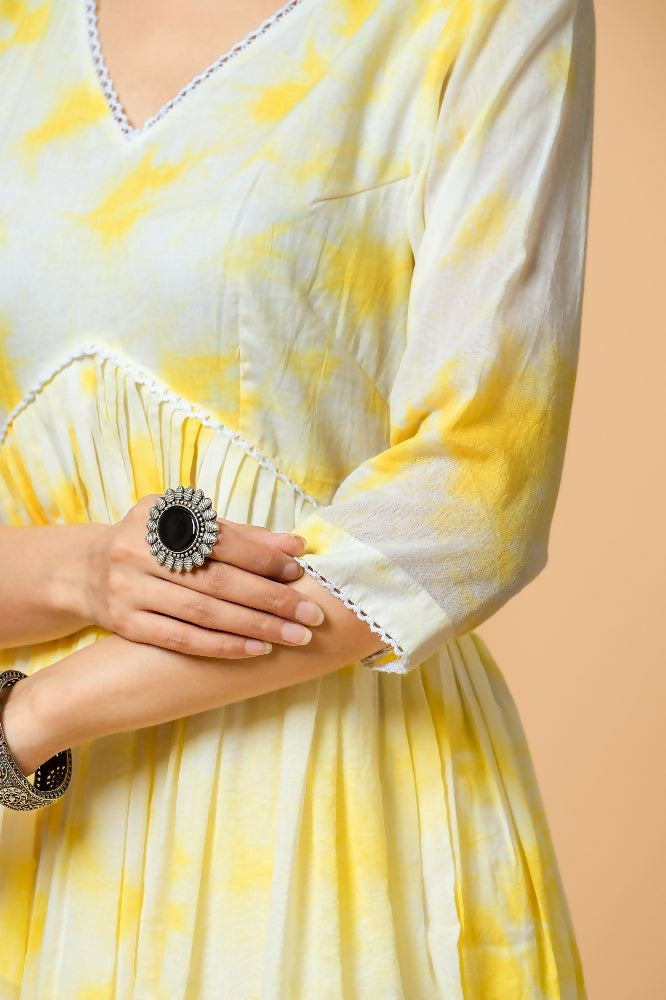 Joban Fashion Yellow Tie & Dye Kurta Pant Set