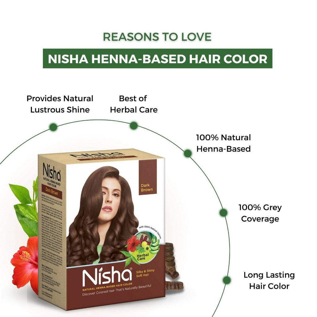 Nisha Henna Based Hair Colour for Women & Men Dark Brown
