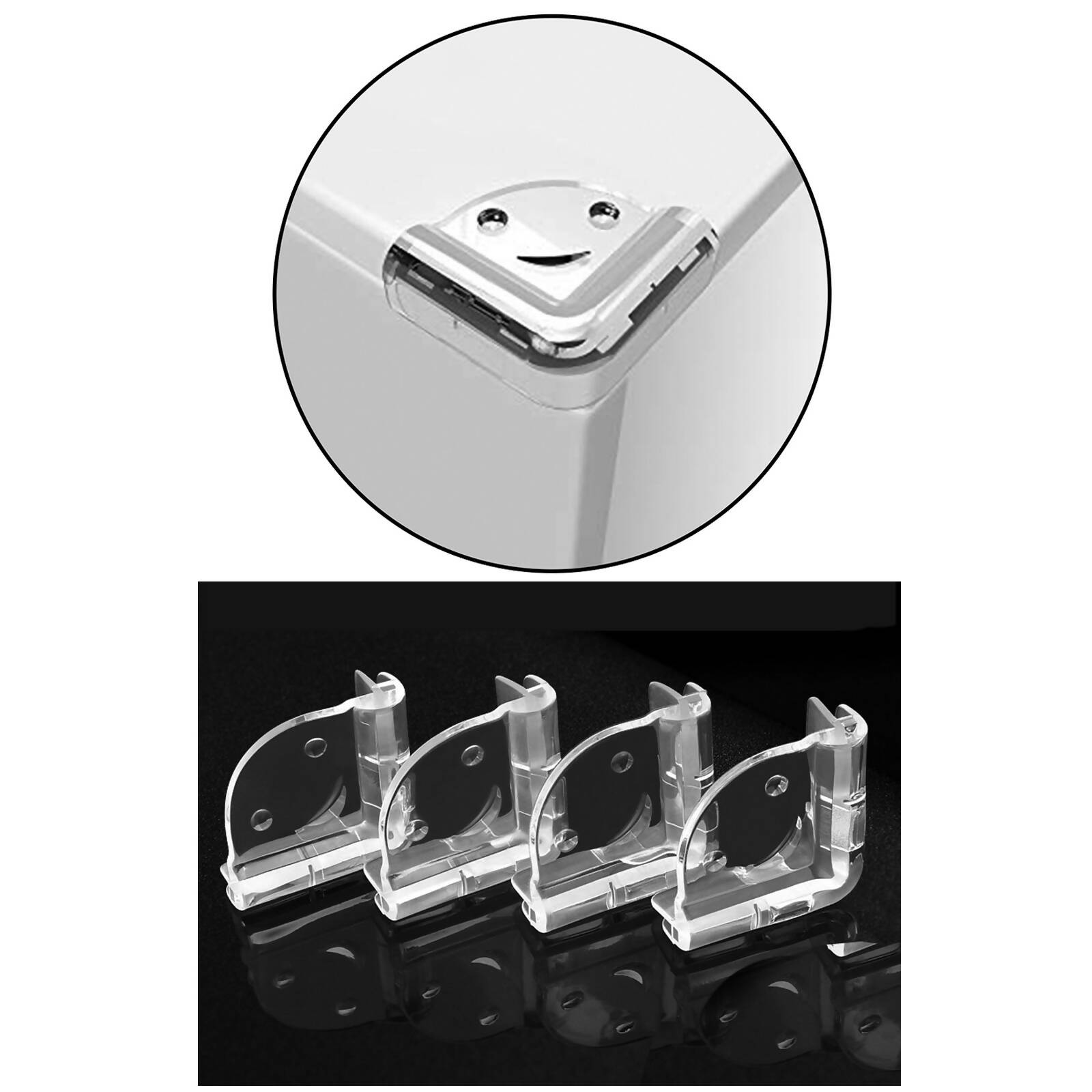 Safe-O-Kid Head Injury Safety - Smiley Shaped, Compact Corner Safety For Sharp Corners- Transparent