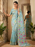 Shree Shyam Fashion Sky Blue Linen Cotton Saree