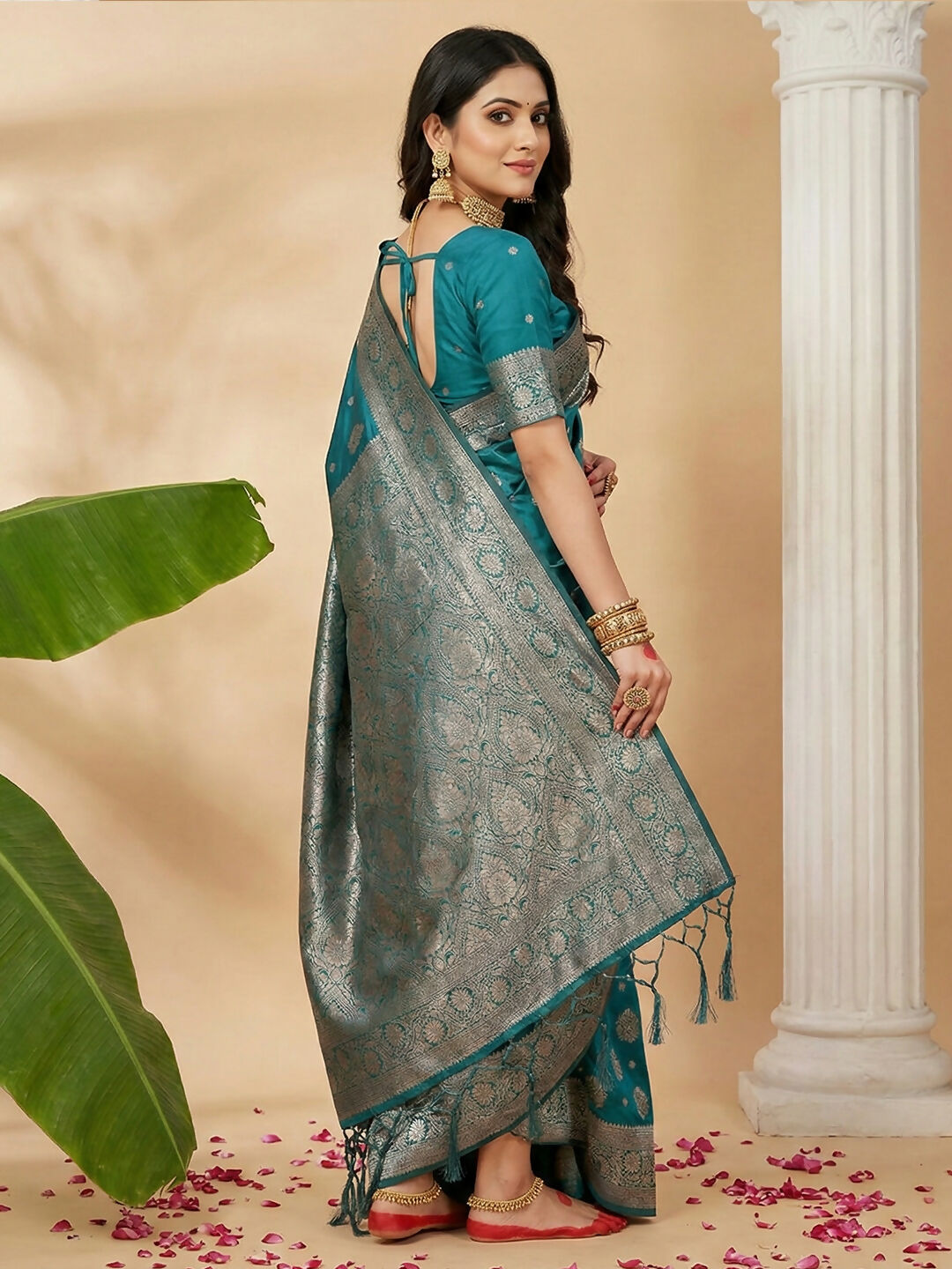 Shree Shyam Fashion Sea Green Silk Blend Saree