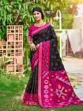 Anaita Black Soft Silk Saree With Floral Printed Work With Blouse