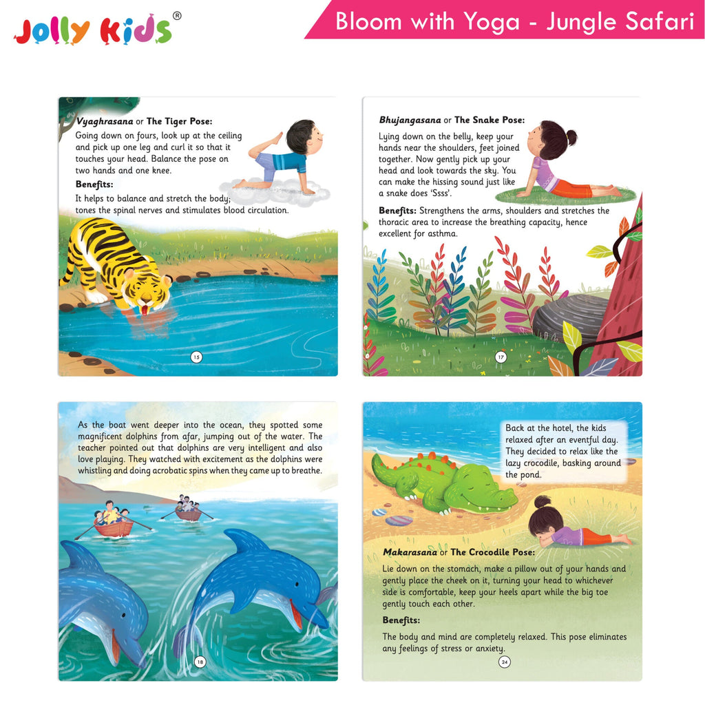 Jolly Kids Bloom With Yoga Books For Kids| Set of 4| Ages 3 - 7 Year| Yoga in Different Places Like Jungle, Beach, Schools, Gardens etc.