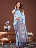 Anaita Blue Banarasi Silk Saree With Blouse