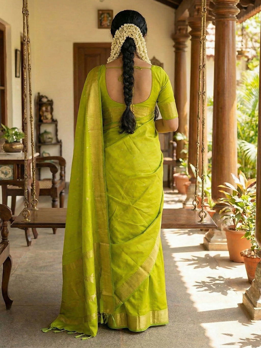 Shree Shyam Fashion Parrot Green Soft Silk Saree