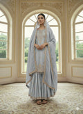Teeya Creation Grey Color Chinnon Silk Embroidery Work Wedding Wear Salwar Suit