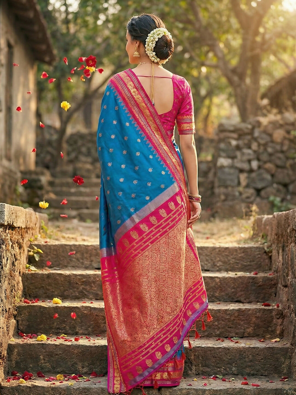 Shree Shyam Fashion Blue Soft Silk Saree